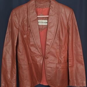 Casual Corner Women's Leather Jacket - Warm Brown